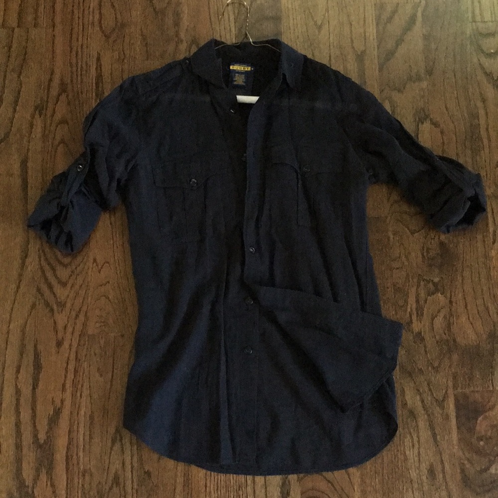 Linen Black Military Shirt